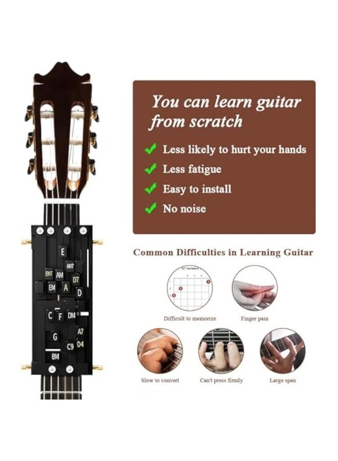 مدرب ضغط الأوتار طقم 7 قطع، أداة تعلم أوتار الجيتار وتمرين الأصابع مع كابو و5 ريش، مجموعة تدريب للمبتدئين لتسهيل العزف، طقم تعلم موسيقي للأطفال والكبار والعائلة - Image 3